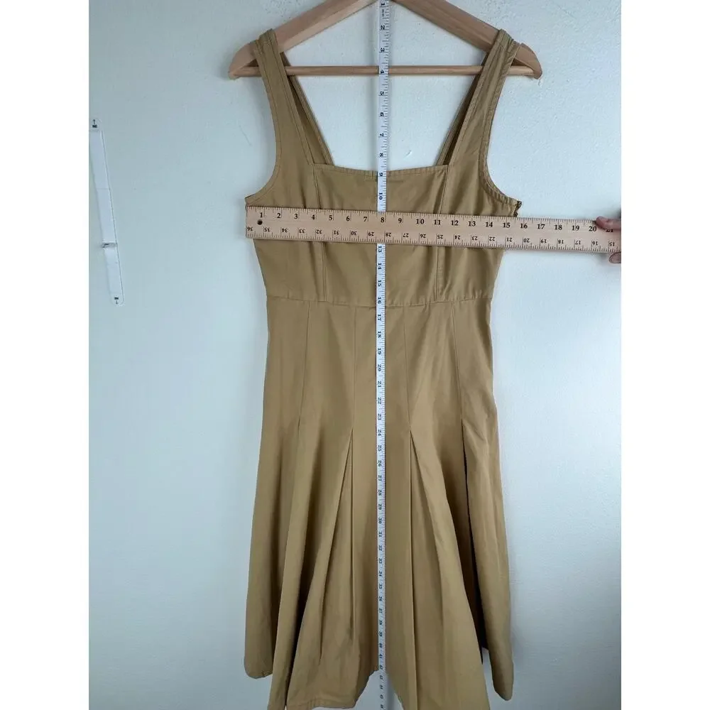 NWT J.Crew Pleated A Line Chino Dress Honey Brown Cotton Size 4